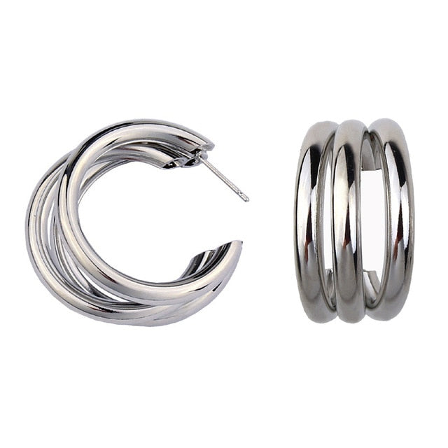 Punk Gold Circle Alloy Earrings - Shopeasywear