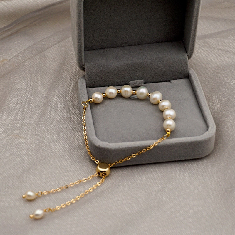 Natural Pearl Gold Bracelet