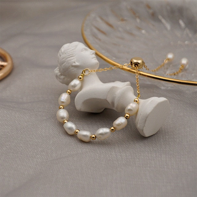 Natural Pearl Gold Bracelet