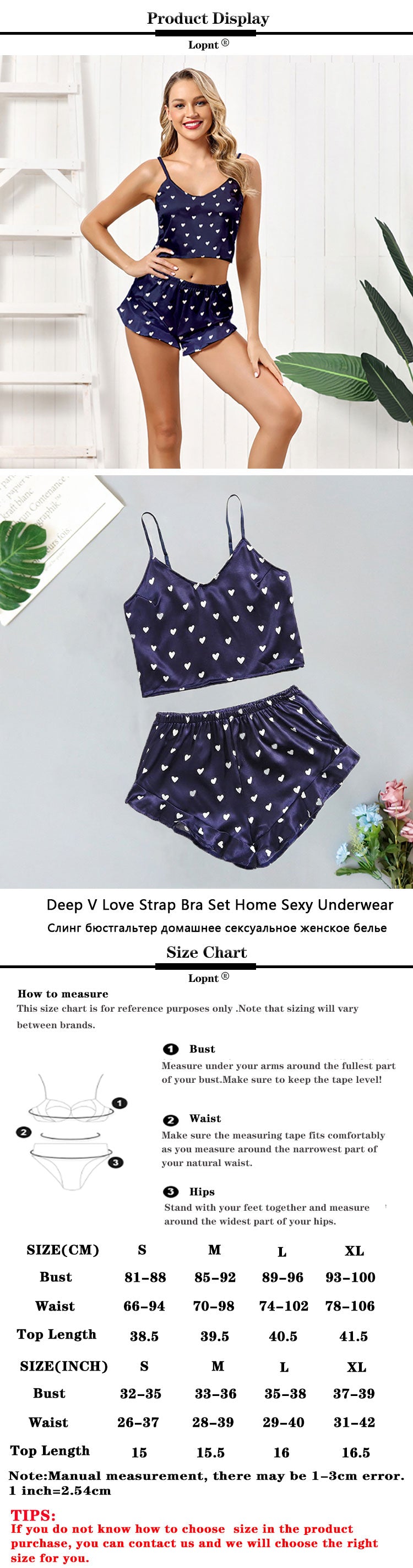 Sleepwear set Sexy V-Neck Pajamas Set For Women