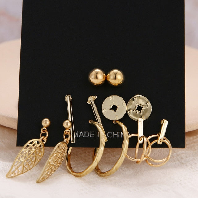 Bohemian Leopard Acrylic Pearl Earrings Set - Shopeasywear