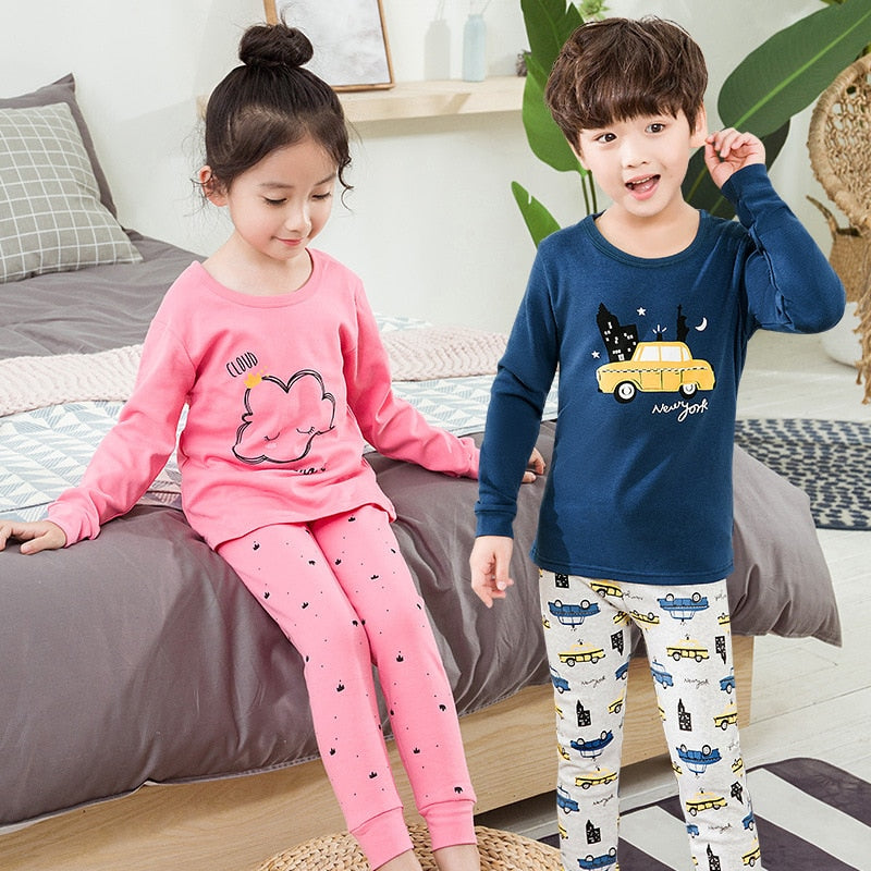 Autumn Winter Baby Girls Pajamas Sets