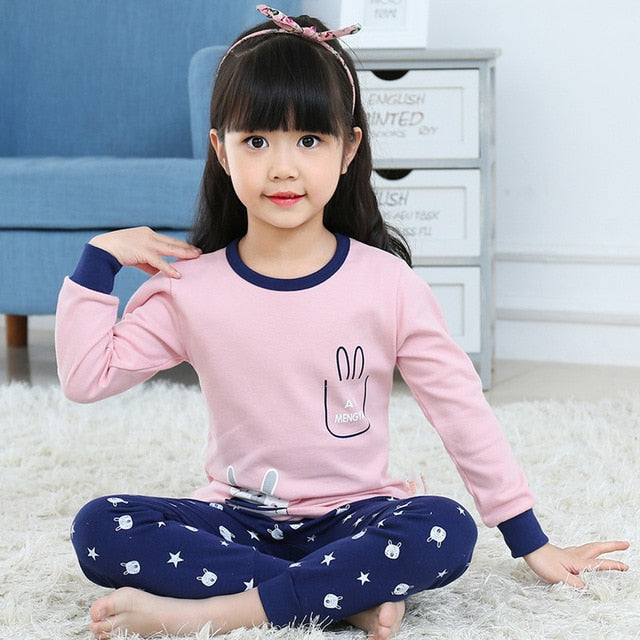 Autumn Winter Baby Girls Pajamas Sets