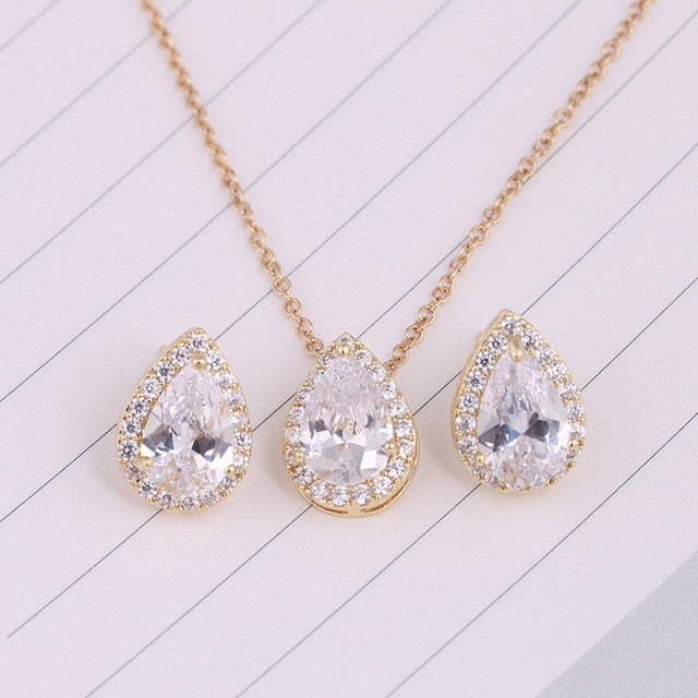 Water Drop Wedding Jewelry Sets