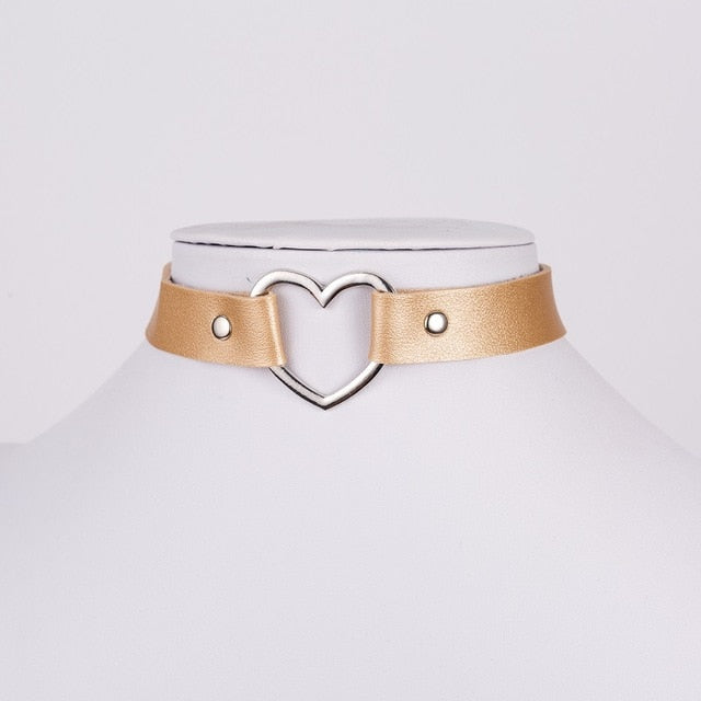 Heart Studded Choker Necklace - Shopeasywear