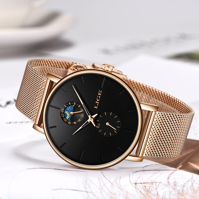 Reloj New LIGE Women Luxury Brand Watch Simple Quartz Clock Lady Waterproof Wristwatch Female Fashion Casual Watches Reloj Mujer - Shopeasywear