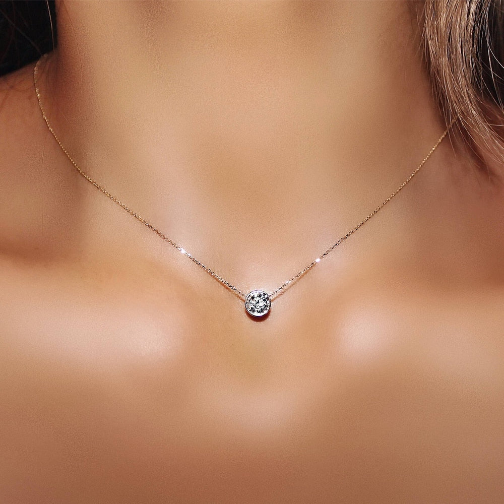 Cubic Zirconia Rose Pendant Necklace - Shopeasywear