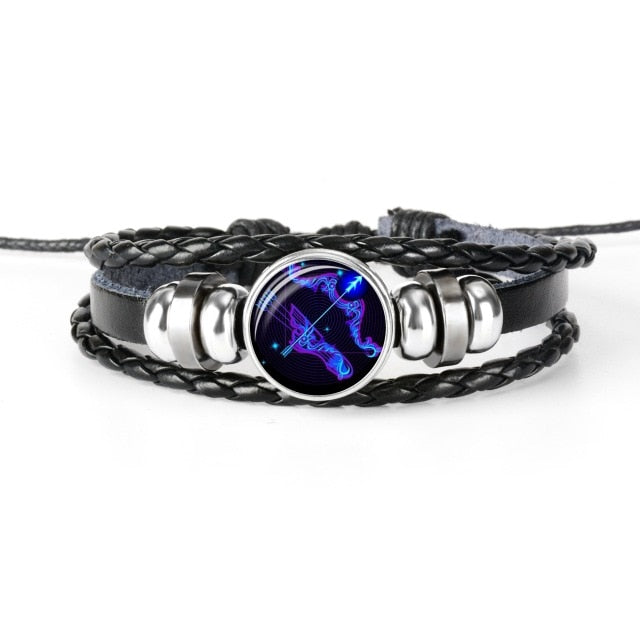 12 Constellation Zodiac Sign Black Bracelet - Jeglow store