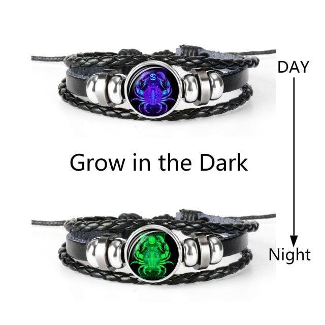12 Constellation Zodiac Sign Black Bracelet - Jeglow store