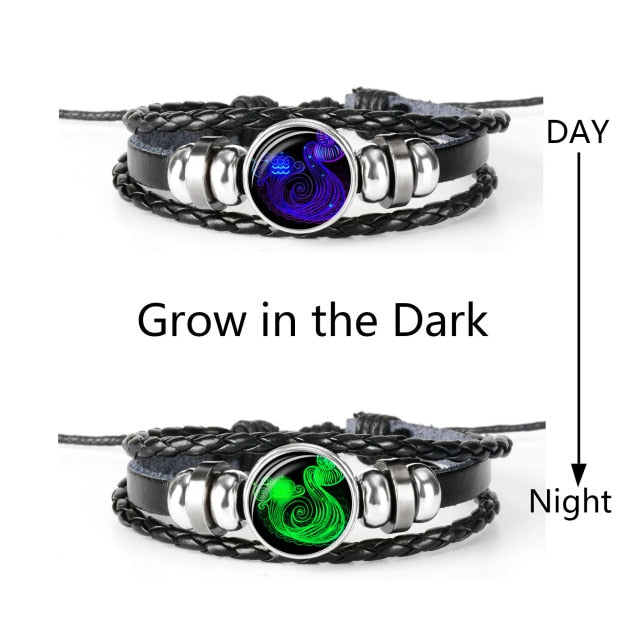 12 Constellation Zodiac Sign Black Bracelet - Jeglow store
