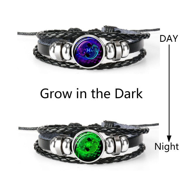 12 Constellation Zodiac Sign Black Bracelet - Jeglow store