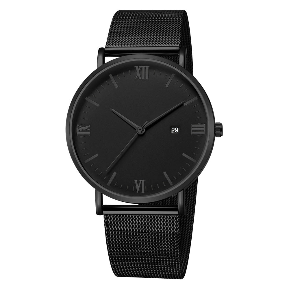 Dial Leather Band Wrist Watch - Shopeasywear