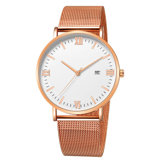 Dial Leather Band Wrist Watch - Shopeasywear