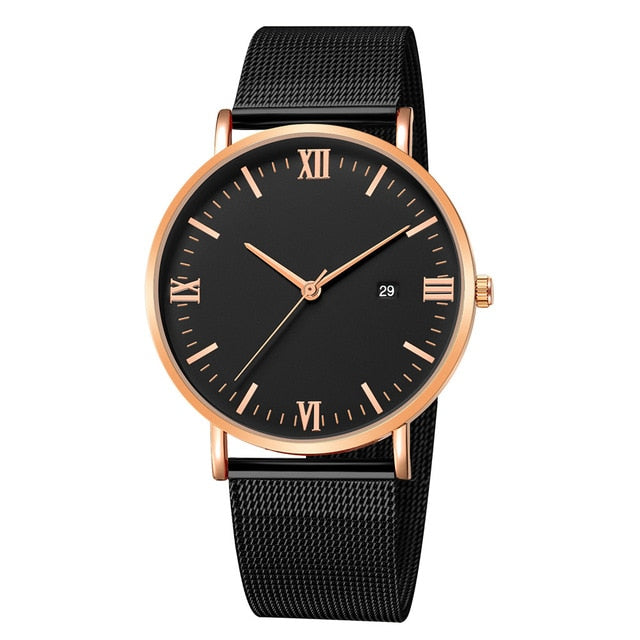 Dial Leather Band Wrist Watch - Shopeasywear