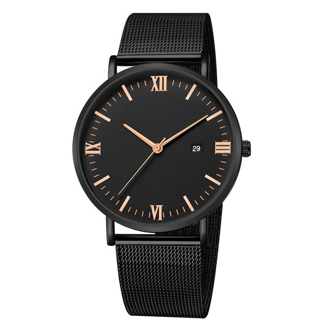 Dial Leather Band Wrist Watch - Shopeasywear