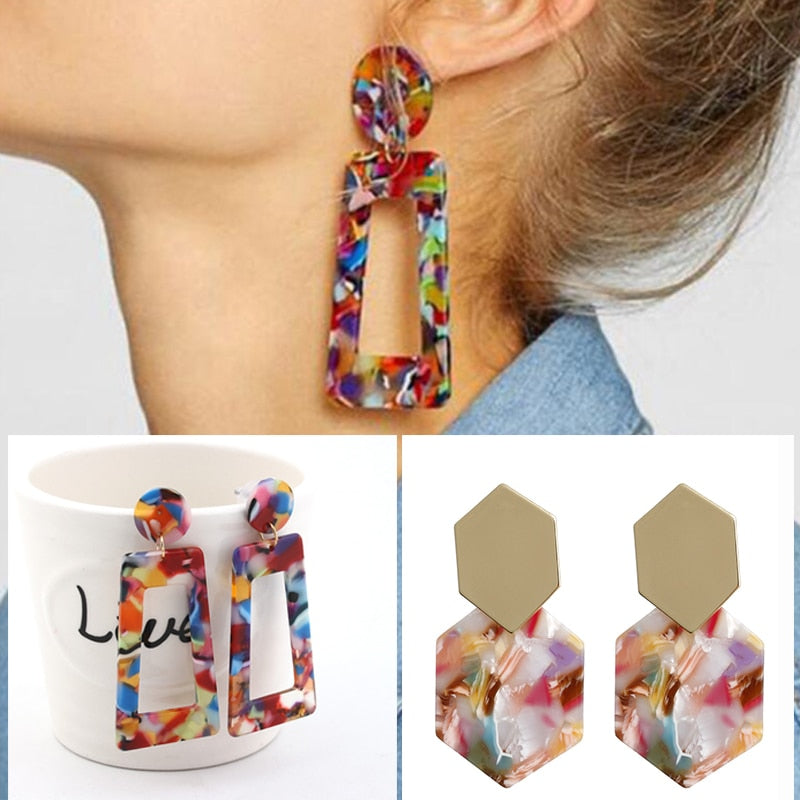 Acrylic Acetate Drop Earrings - Shopeasywear