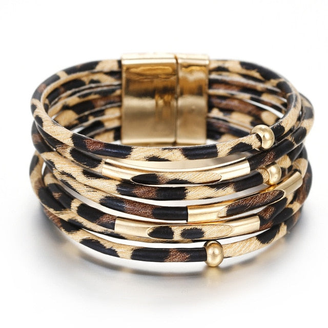 Amorcome Leopard Leather Bracelets - Shopeasywear