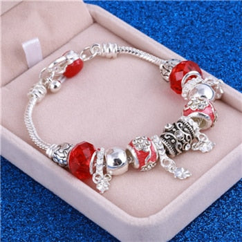 Pink Crystal Charm Silver Color Bracelets - Shopeasywear