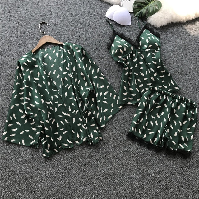 Sleep Lounge Women Pajamas Sets with Chest Pad