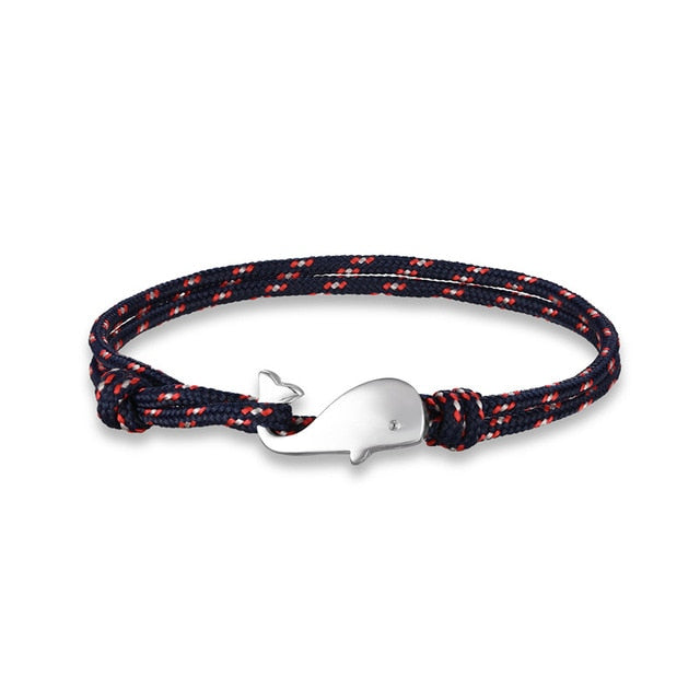 MKENDN Navy style Camping Parachute cord Whale Tail Anchor Bracelet Men Women 550 Paracord Jewelry Wrap Metal Hooks - Shopeasywear