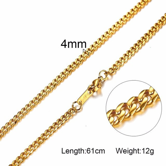 Men Necklace Gold Tone Snake Chain - Shopeasywear