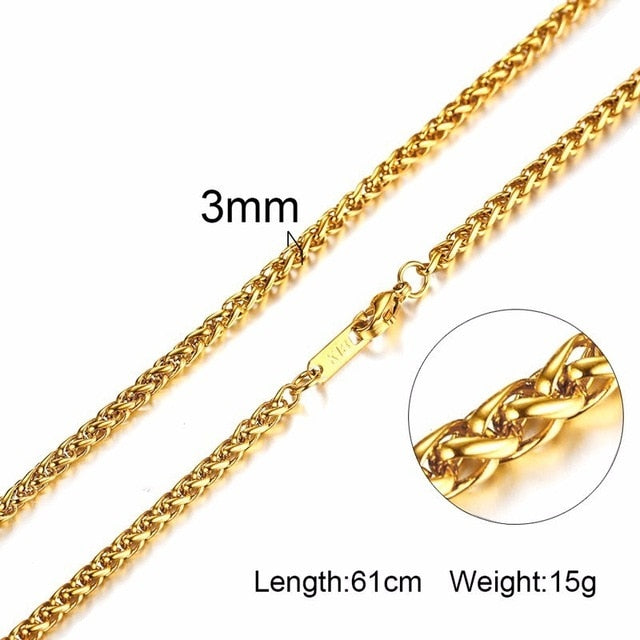 Men Necklace Gold Tone Snake Chain - Shopeasywear