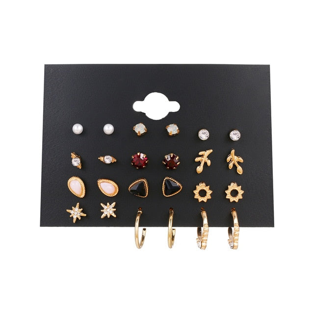 Set Of Kristal Silver and Gold Earrings - Shopeasywear
