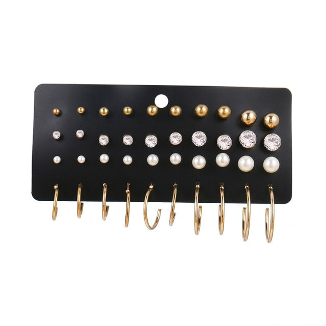 Set Of Kristal Silver and Gold Earrings - Shopeasywear