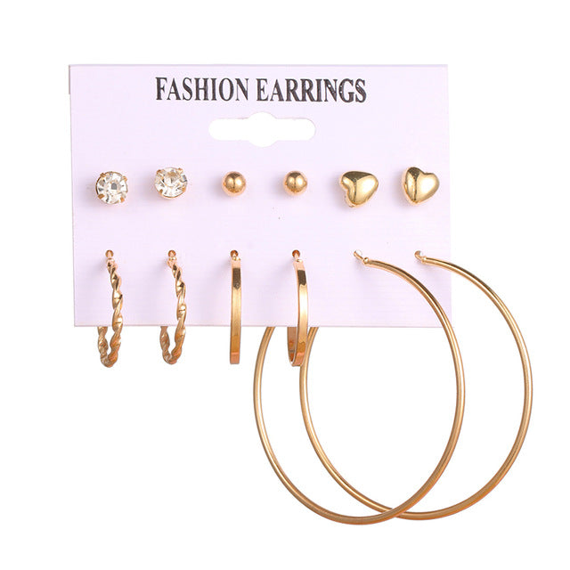Set Of Kristal Silver and Gold Earrings - Shopeasywear