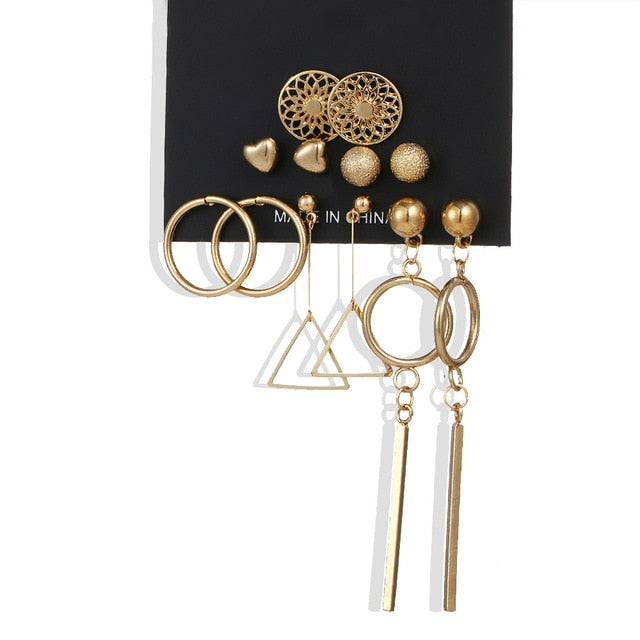 Set Of Kristal Silver and Gold Earrings - Shopeasywear