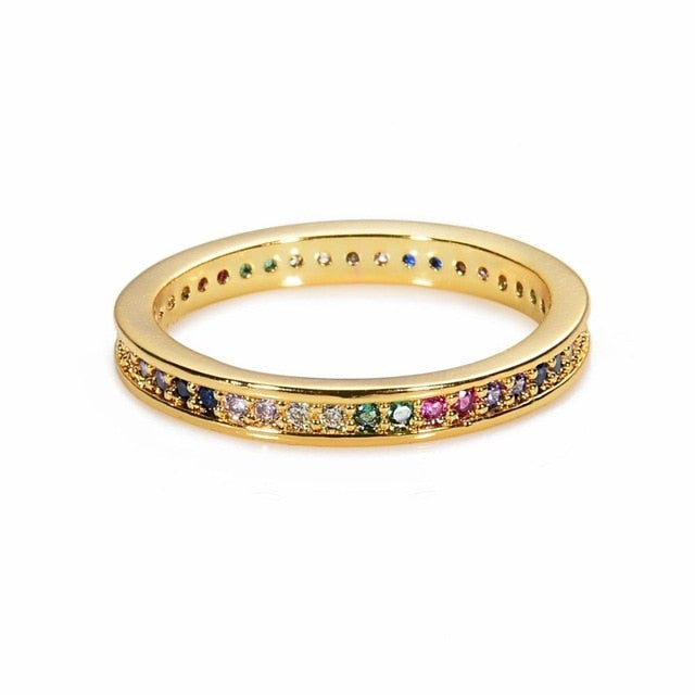Women's copper Gold Crown rainbow Rings - Shopeasywear