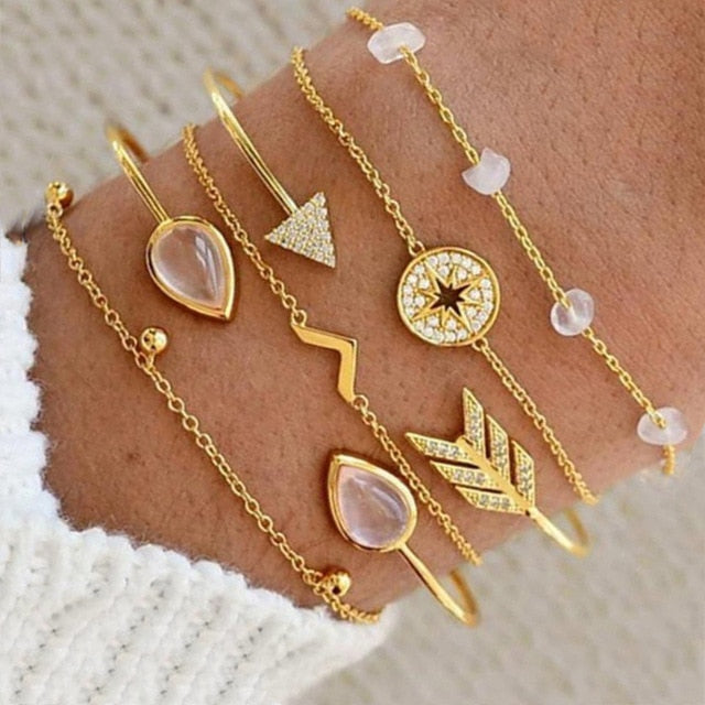 Bow Map Crystal Bead Bracelet - Shopeasywear