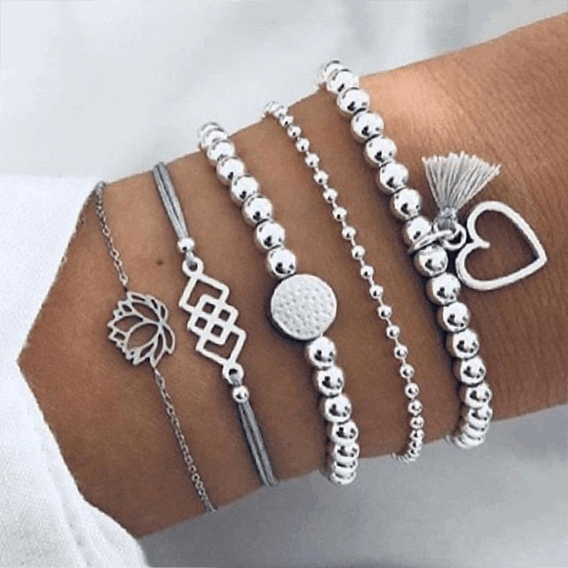 Bow Map Crystal Bead Bracelet - Shopeasywear