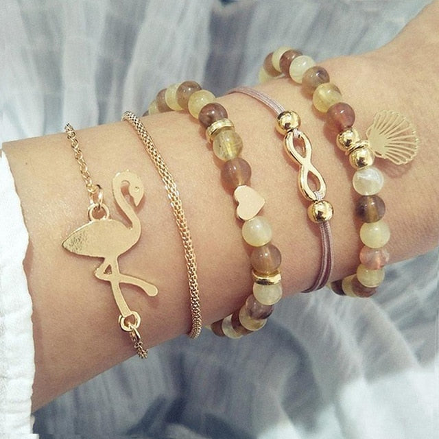 Bow Map Crystal Bead Bracelet - Shopeasywear