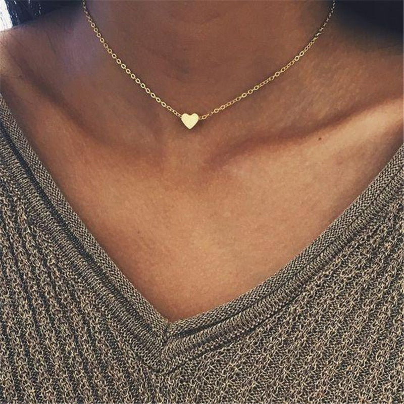Modyle Choker Necklace Punk Vintage Gold Color Dainty Heart Pendant Necklaces For Women Wedding Jewelry Gifts - Shopeasywear