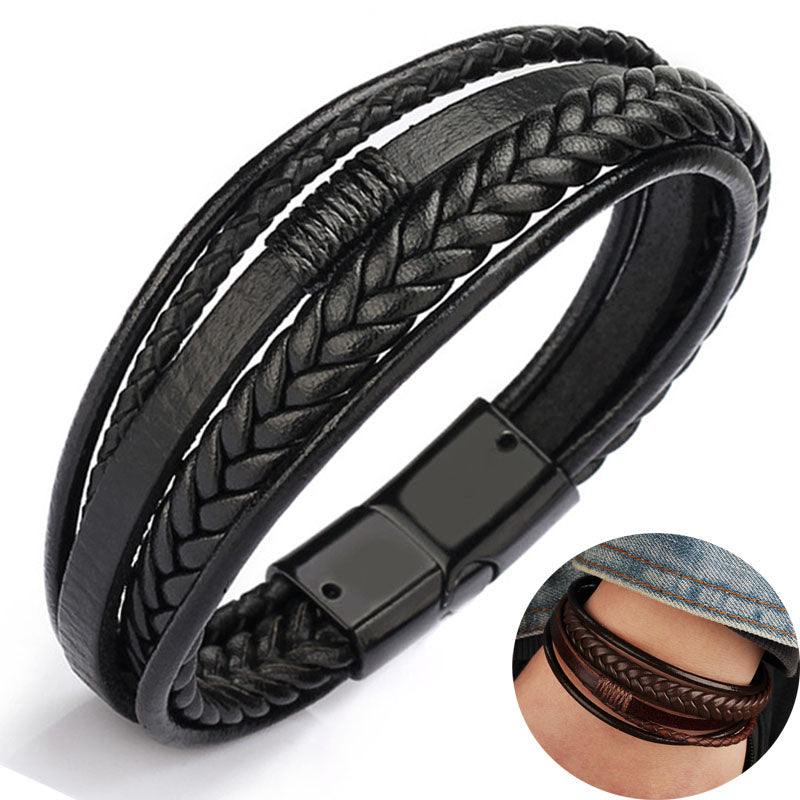 leather Magnetic-Clasp Bracelet - Shopeasywear