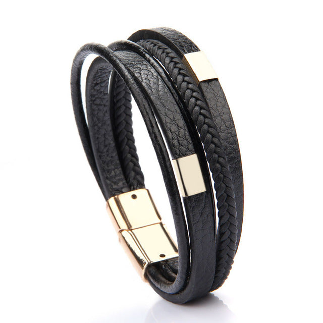 leather Magnetic-Clasp Bracelet - Shopeasywear