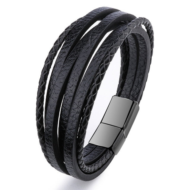 leather Magnetic-Clasp Bracelet - Shopeasywear