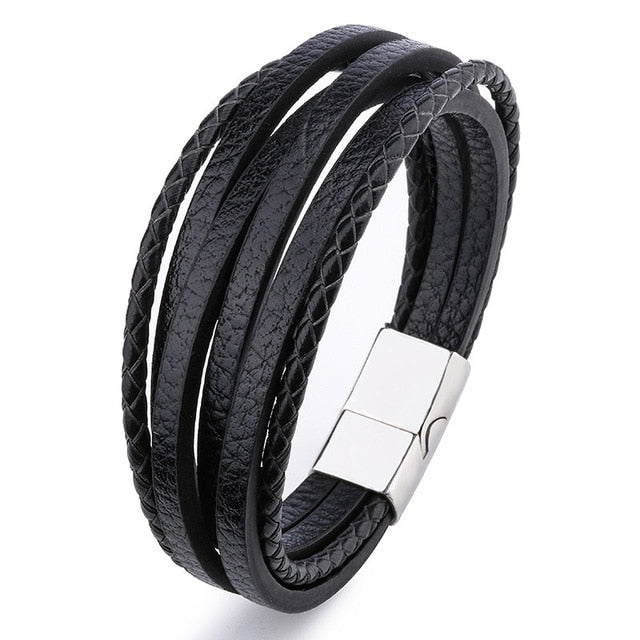 leather Magnetic-Clasp Bracelet - Shopeasywear
