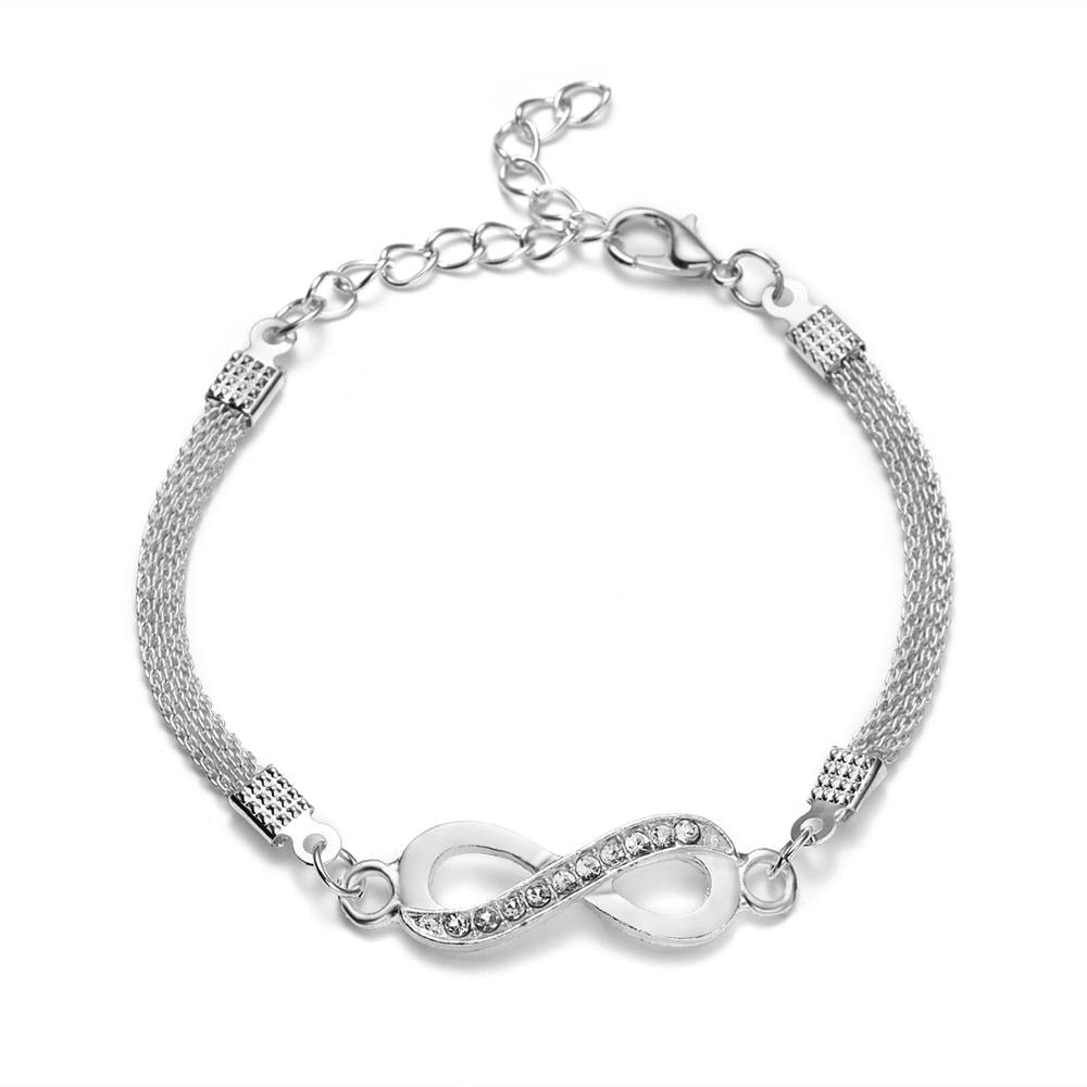 2020 High Quality Silver Bracelets With Crystals Rhinestone Infinity Bracelet Men's Women's Jewelry - Shopeasywear