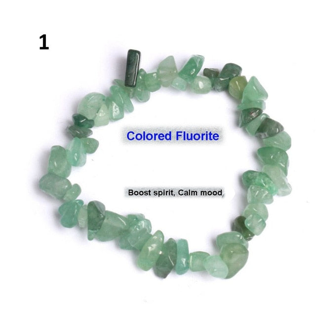 Natural Pink Quartz Crystal Stone Chip Beads Bracelet Stretch Beaded Bracelets for Women Men Unisex Jewelry - Shopeasywear