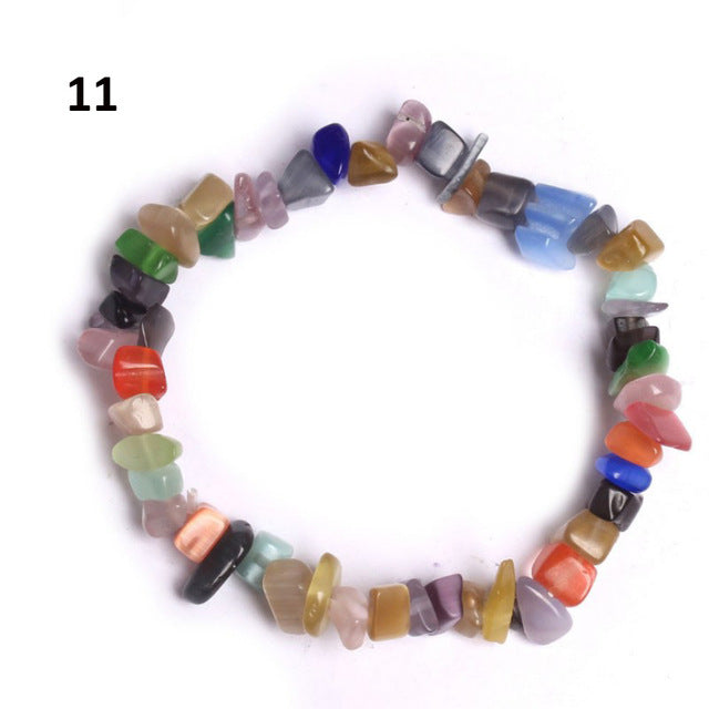 Natural Pink Quartz Crystal Stone Chip Beads Bracelet Stretch Beaded Bracelets for Women Men Unisex Jewelry - Shopeasywear