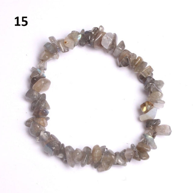 Natural Pink Quartz Crystal Stone Chip Beads Bracelet Stretch Beaded Bracelets for Women Men Unisex Jewelry - Shopeasywear