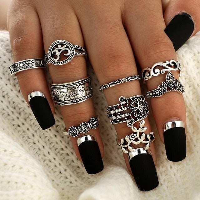 9pcs/set Boho Midi Finger Rings Set for Women - Shopeasywear