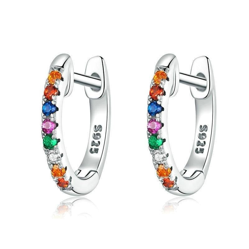 Silver Colorful Zircon Earrings For Women - Shopeasywear