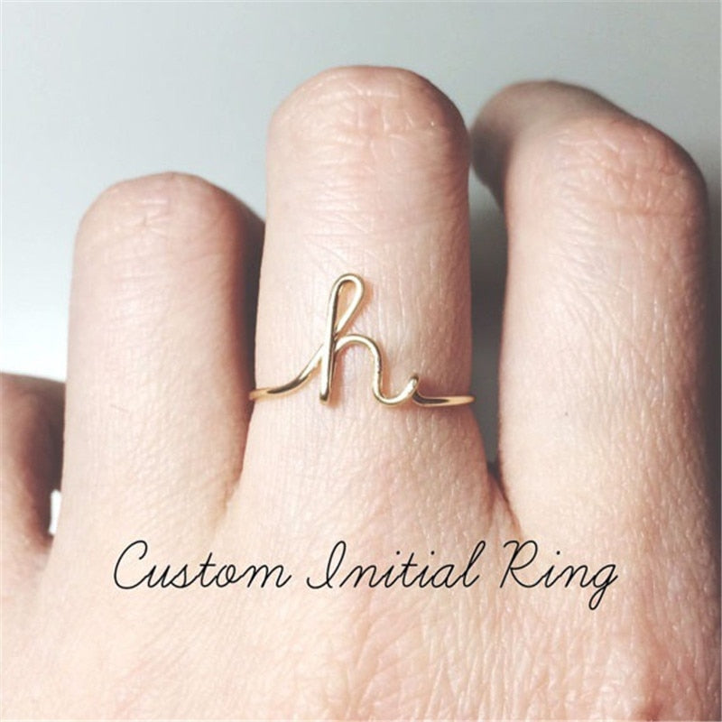A-Z 26 Letters Initial Name Rings for Women - Shopeasywear