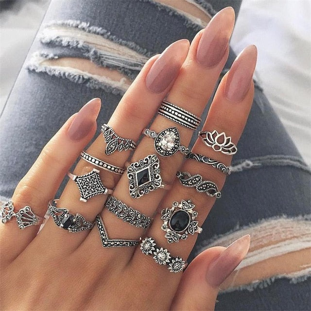 15 Pcs/set Ring Set For Women - Jeglow store