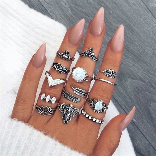 15 Pcs/set Ring Set For Women - Jeglow store