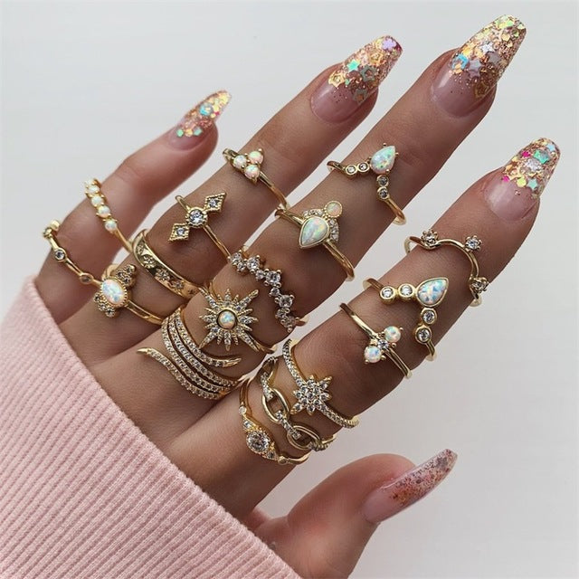 15 Pcs/set Ring Set For Women - Jeglow store