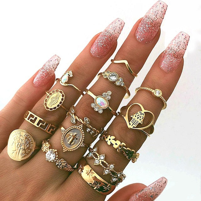 15 Pcs/set Ring Set For Women - Jeglow store